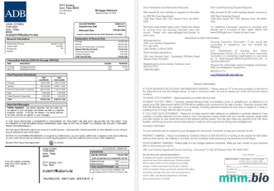 Palau ADB wyciąg z kredytu hipotecznego w formatach Word i PDF